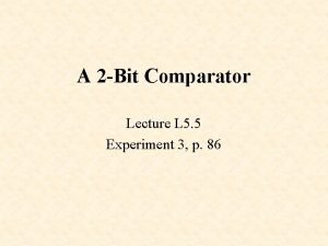 A 2 Bit Comparator Lecture L 5 5