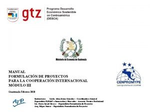 MANUAL FORMULACIN DE PROYECTOS PARA LA COOPERACIN INTERNACIONAL