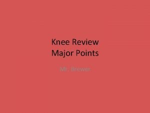 Knee Review Major Points Mr Brewer Knee Facts