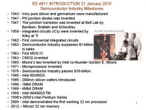 EE 4611 INTRODUCTION 21 January 2015 Semiconductor Industry