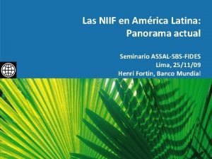 Las NIIF en Amrica Latina Panorama actual Seminario