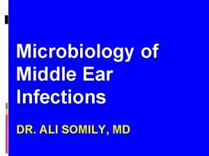 Microbiology of Middle Ear Infections DR ALI SOMILY