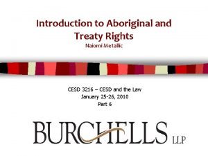 Introduction to Aboriginal and Treaty Rights Naiomi Metallic