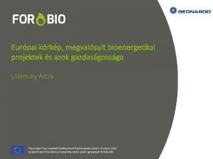 Eurpai krkp megvalsult bioenergetikai projektek s azok gazdasgossga