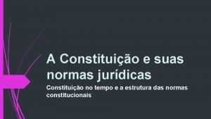 A Constituio e suas normas jurdicas Constituio no