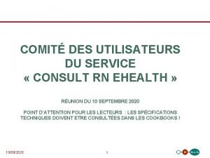 COMIT DES UTILISATEURS DU SERVICE CONSULT RN EHEALTH