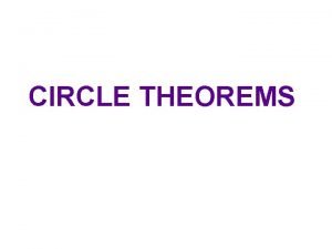 CIRCLE THEOREMS Circle Theorems Lesson Objectives Students will