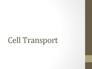 Cell Transport Cell Cell Smallest unit of life