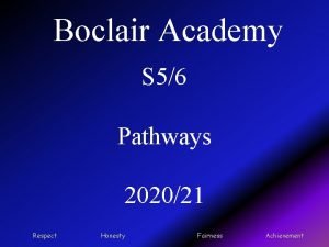 Boclair Academy S 56 Pathways 202021 Respect Honesty