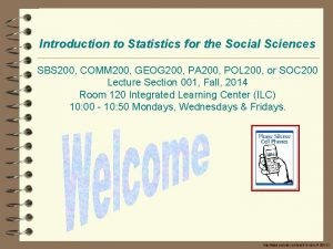 Introduction to Statistics for the Social Sciences SBS