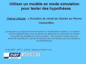 Utiliser un modle en mode simulation pour tester