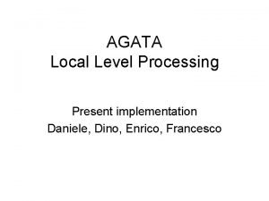 AGATA Local Level Processing Present implementation Daniele Dino