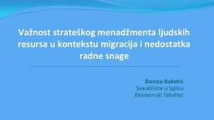 Vanost stratekog menadmenta ljudskih resursa u kontekstu migracija