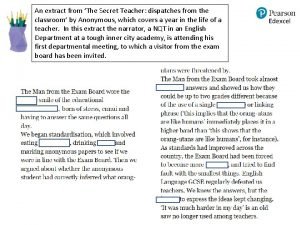 An extract from The Secret Teacher dispatches from