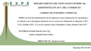 DEPARTAMENTO DE CIENCIAS ECONMICAS ADMINISTRATIVAS Y DEL COMERCIO