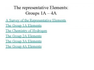 What are representative elements What are representative elements