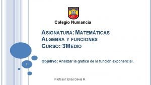 Colegio Numancia ASIGNATURA MATEMTICAS ALGEBRA Y FUNCIONES CURSO