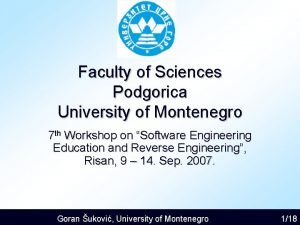 Faculty of Sciences Podgorica University of Montenegro 7