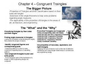 Chapter 4 Congruent Traingles The Bigger Picture Properties