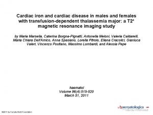 Cardiac iron and cardiac disease in males and