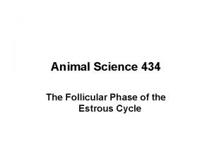 Animal Science 434 The Follicular Phase of the