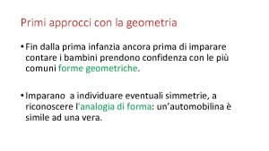 Primi approcci con la geometria Fin dalla prima