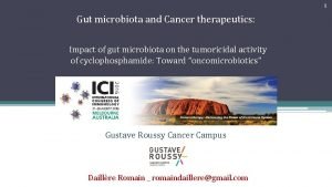 1 Gut microbiota and Cancer therapeutics Impact of