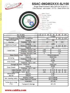 Cable Fitting SSAC09 G 652 XXXSJ 100 Fiber