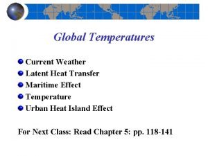 Global Temperatures Current Weather Latent Heat Transfer Maritime