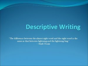 Dominant impression in descriptive writing