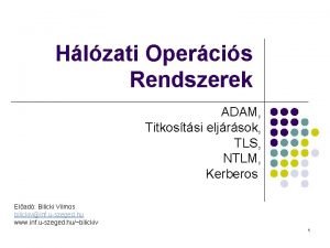 Hlzati Opercis Rendszerek ADAM Titkostsi eljrsok TLS NTLM