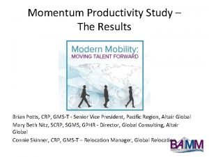 Momentum Productivity Study The Results Brian Potts CRP