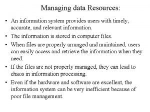 Data resources in information system