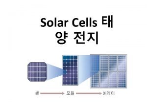 Solar Cells 1 st developed 1950 Silicon melted