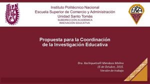 Propuesta para la Coordinacin de la Investigacin Educativa