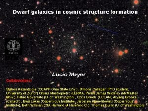 Dwarf galaxies in cosmic structure formation Lucio Mayer