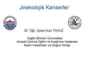 Jinekolojik Kanserler Dr r yesi Arzu YAVUZ Salk