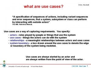 what are use cases Arlow Neustadt A specification