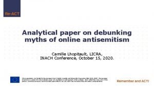 Analytical paper on debunking myths of online antisemitism