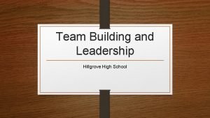 Team Building and Leadership Hillgrove High School Human