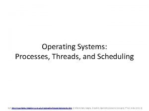 Operating Systems Processes Threads and Scheduling Ref http