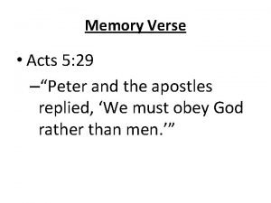 Memory Verse Acts 5 29 Peter and the