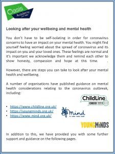 Looking after your wellbeing and mental health You