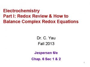 Electrochemistry Part I Redox Review How to Balance
