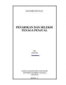 Penarikan dan pemilihan tenaga penjualan