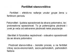 Fertilitet sta je