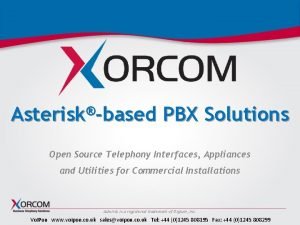 Asterisk based PBX Solutions Open Source Telephony Interfaces