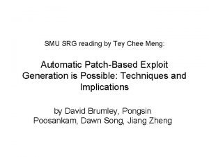 SMU SRG reading by Tey Chee Meng Automatic