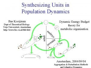 Synthesizing Units in Population Dynamics Bas Kooijman Dept