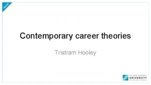 Contemporary career theories Tristram Hooley Key ideas we
